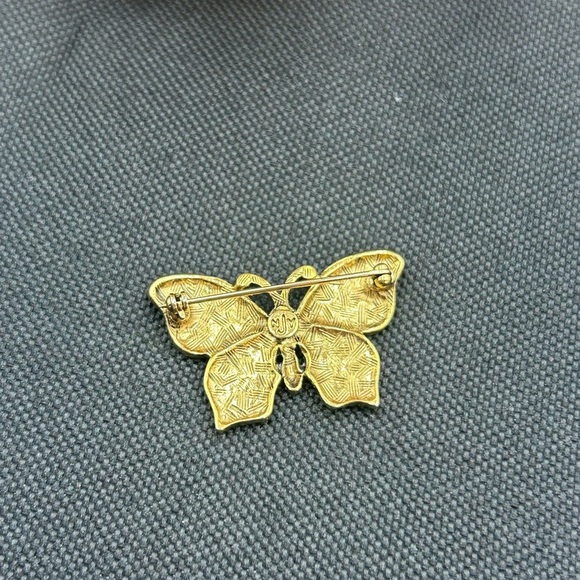 Vintage Jones New York Butterfly Brooch 1960s Brooch, Rhinestone Crystal Brooch - Picture 3 of 5